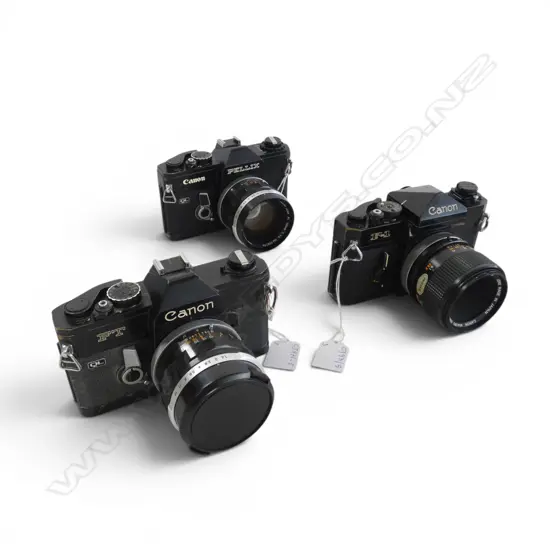 3 VINTAGE CANON CAMERAS; F1, FT, PELLIX