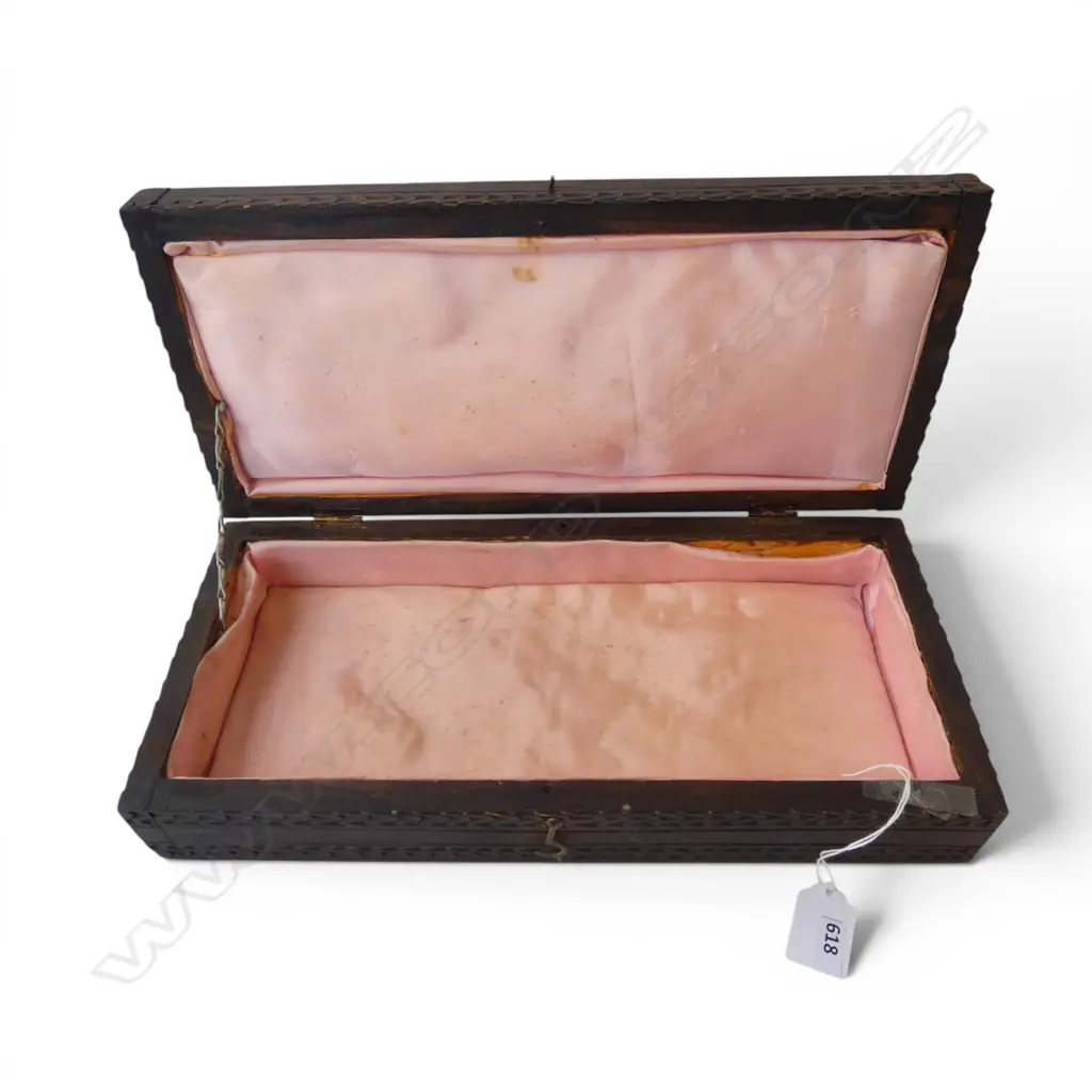 LRG VINTAGE MAORI CARVING JEWELLERY BOX, 350x160x80mm Image 1++