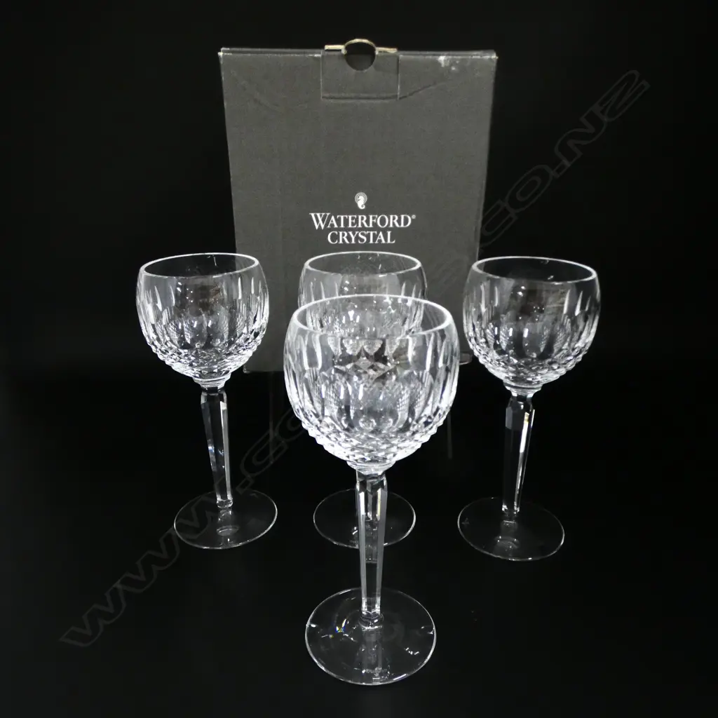 BOXED SET OF 4 WATERFORD CRYSTAL HOCK GLASSES  Image 1++