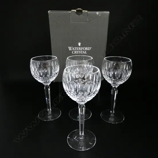 BOXED SET OF 4 WATERFORD CRYSTAL HOCK GLASSES 