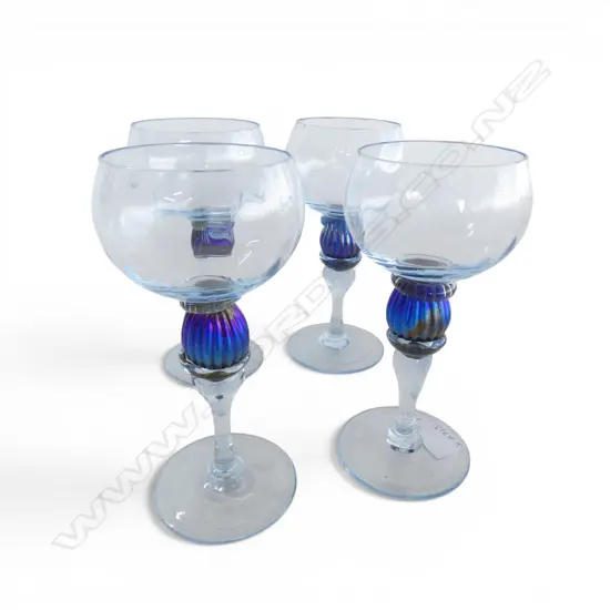 4 GARY NASH ART GLASS GOBLETS H.185mm