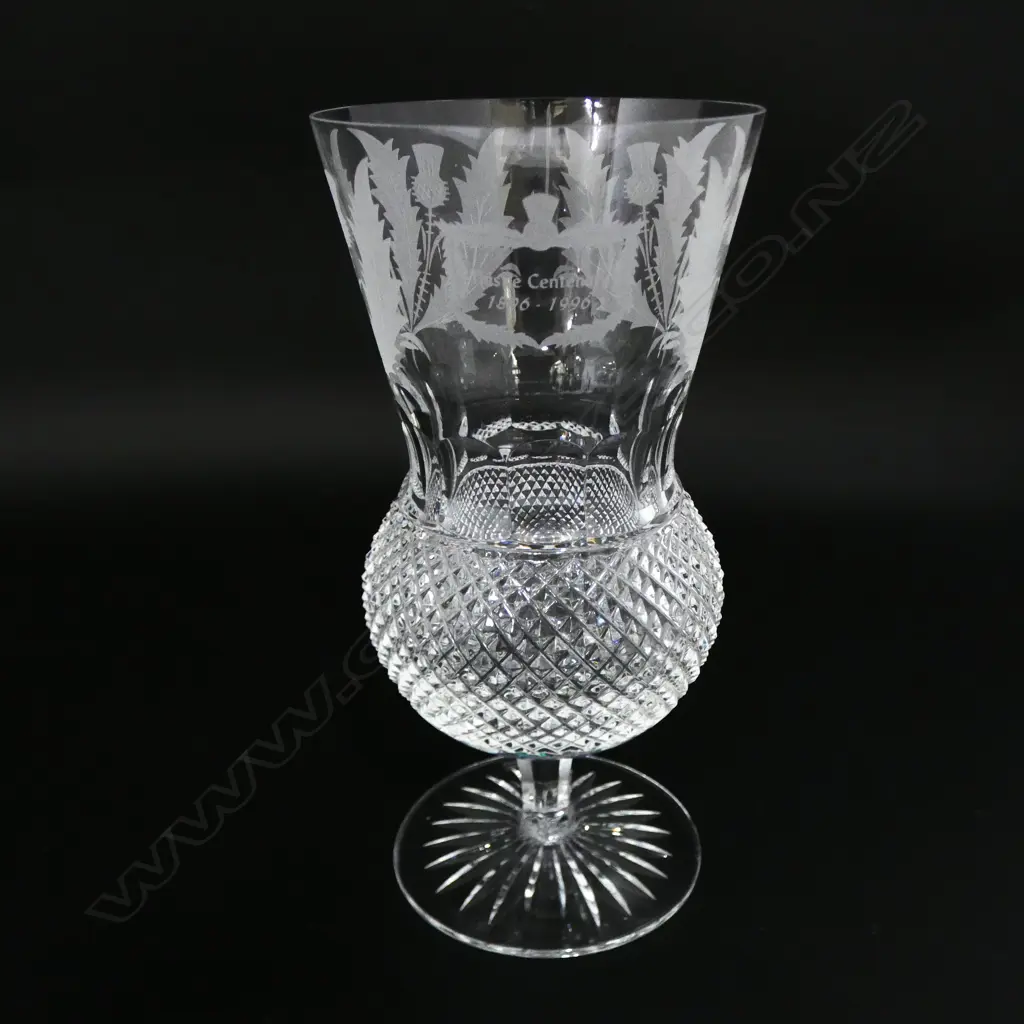 LG EDINBURGH CUT CRYSTAL THISTLE CENTENARY GLASS 1896-1996, H.170MM Image 1++