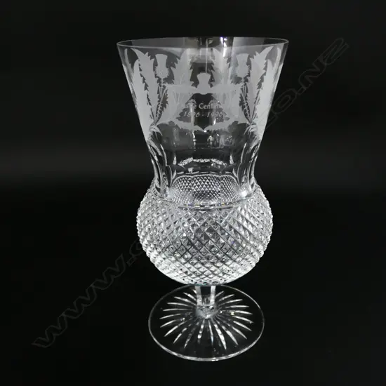 LG EDINBURGH CUT CRYSTAL THISTLE CENTENARY GLASS 1896-1996, H.170MM