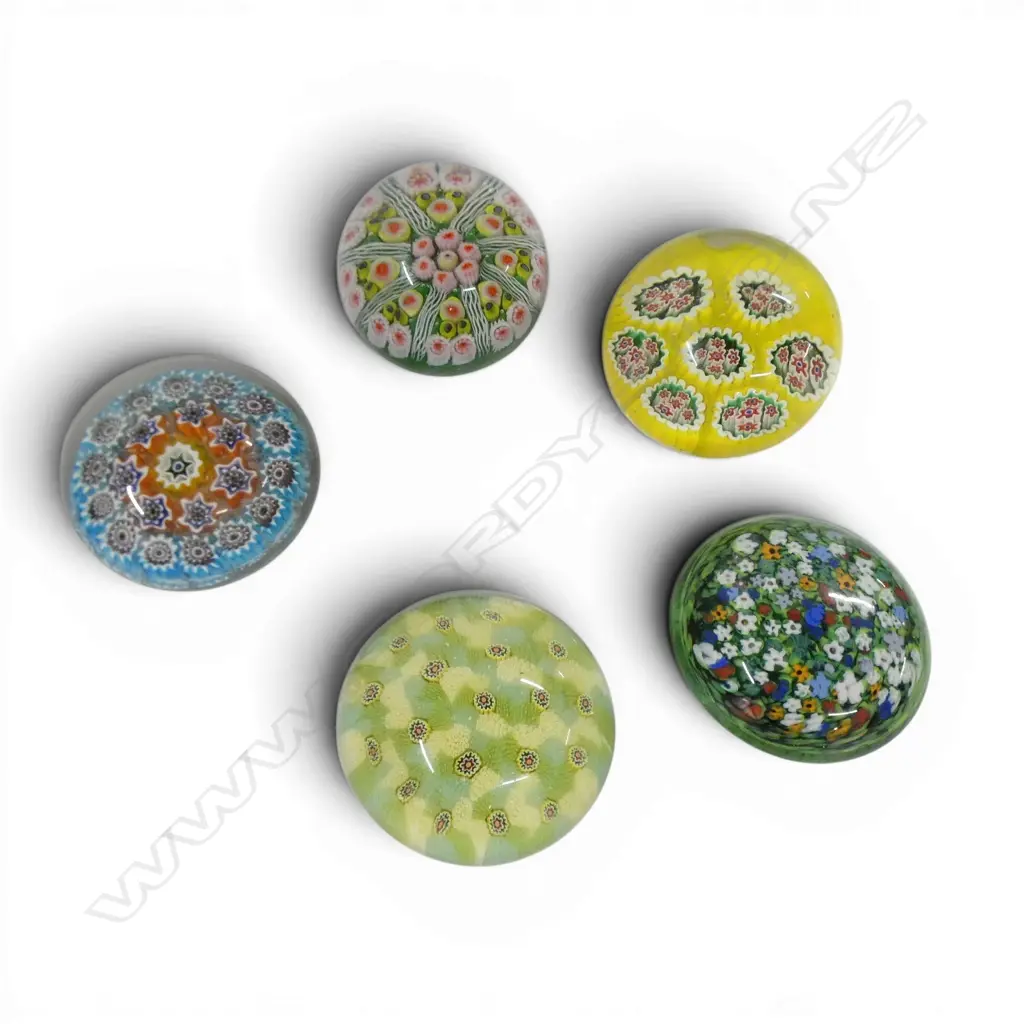 5 ART GLASS PAPERWEIGHTS 65mm dia Image 1++