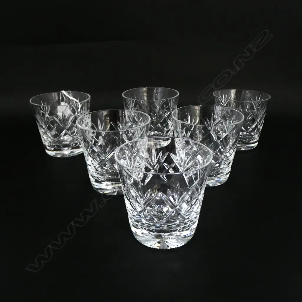 SET 6 WEBB CORBETT ‘GEORGIAN’ CRYSTAL WHISKY GLASSES, H.74MM W.74MM  Image 1++
