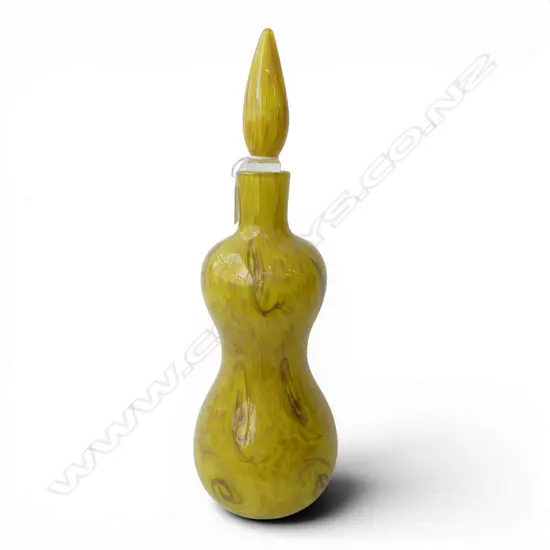  ITALIAN EMPOLI YELLOW ART GLASS GENIE BOTTLE H.390mm