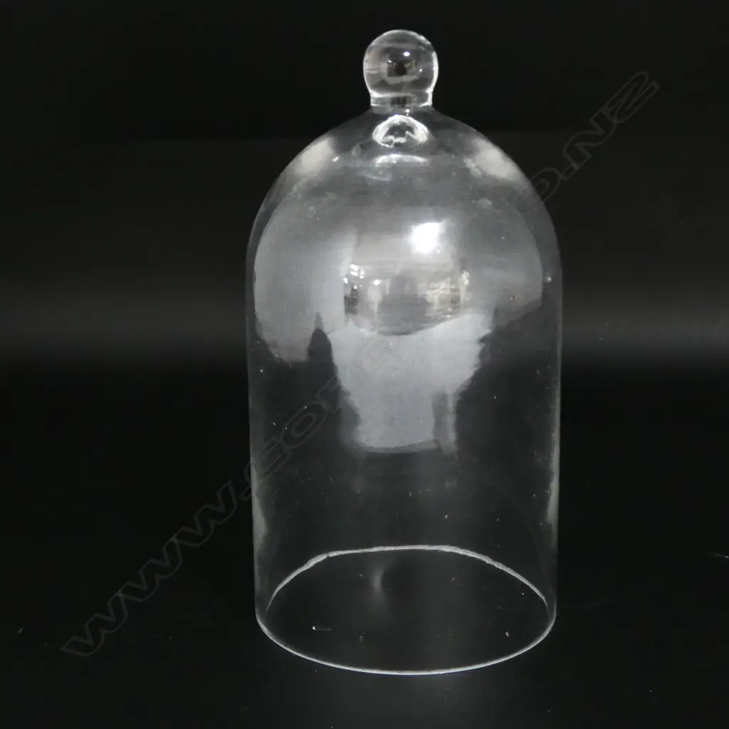 GLASS CLOCHE DOME knop handle to top. H.205mm. Image 1++
