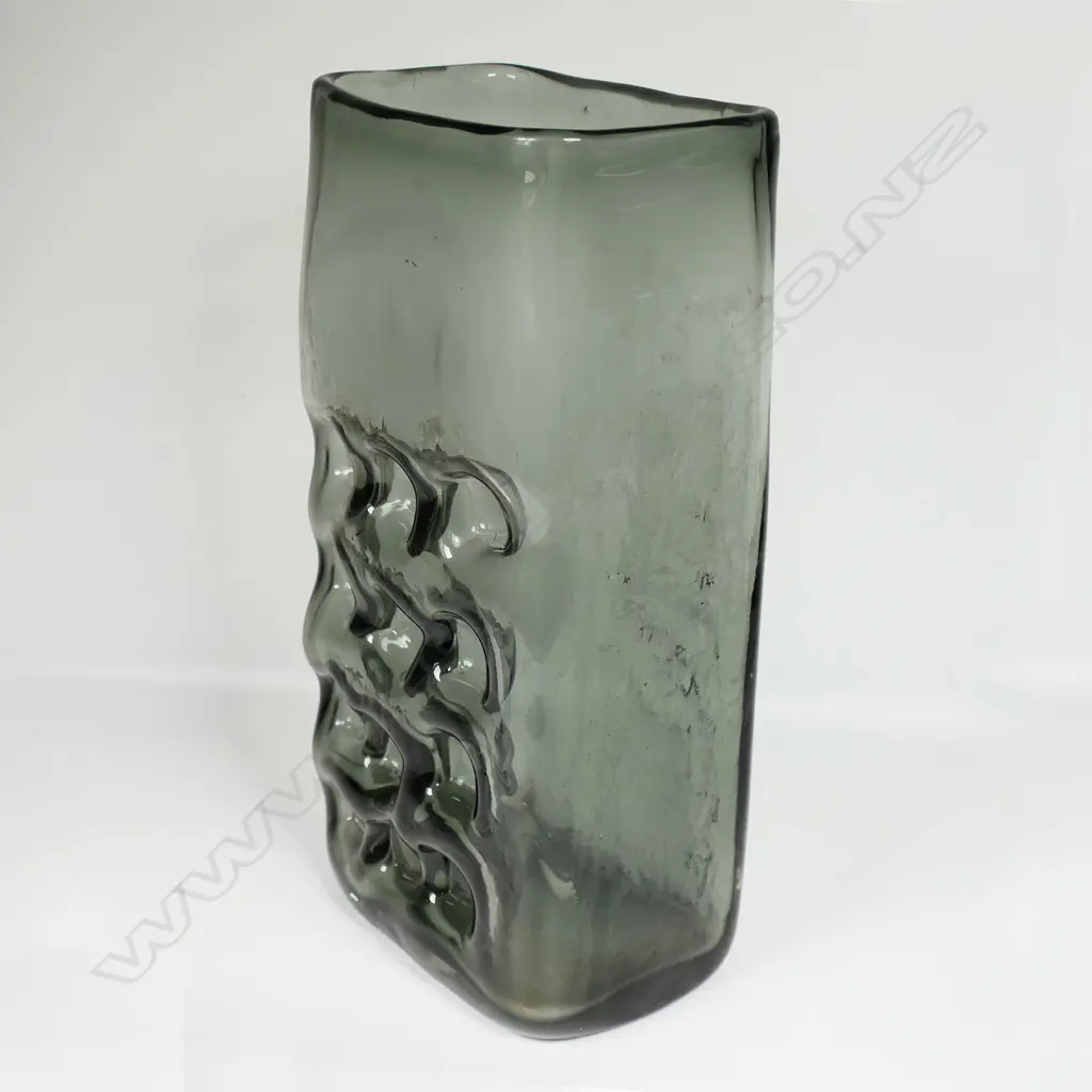 # Whitefriars Geoffrey Baxter design large 'Nuts and Bolts' glass vase. Indigo colour. Shape No.9668. H.270mm. Image 1++