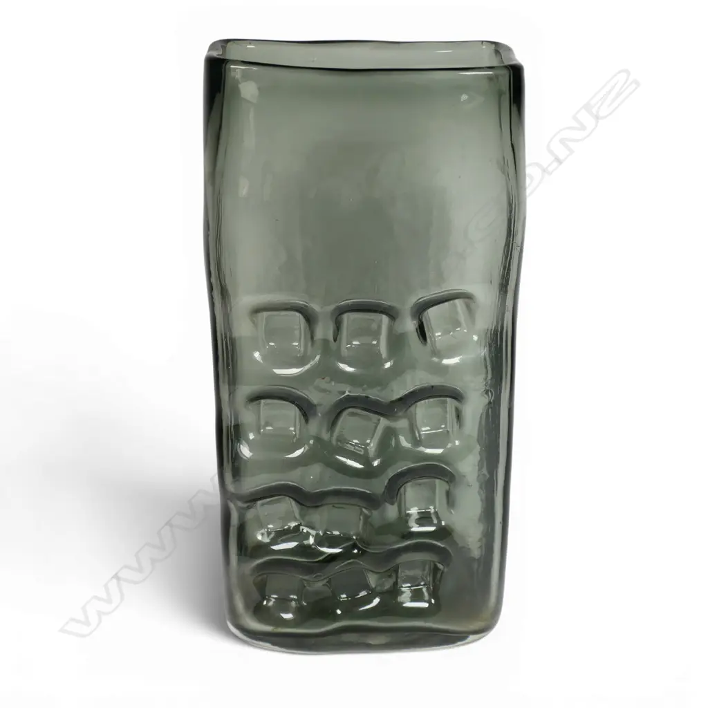 # Whitefriars Geoffrey Baxter design large 'Nuts and Bolts' glass vase. Indigo colour. Shape No.9668. H.270mm. Image 1++