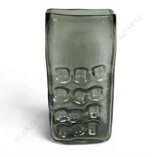 # Whitefriars Geoffrey Baxter design large 'Nuts and Bolts' glass vase. Indigo colour. Shape No.9668. H.270mm.