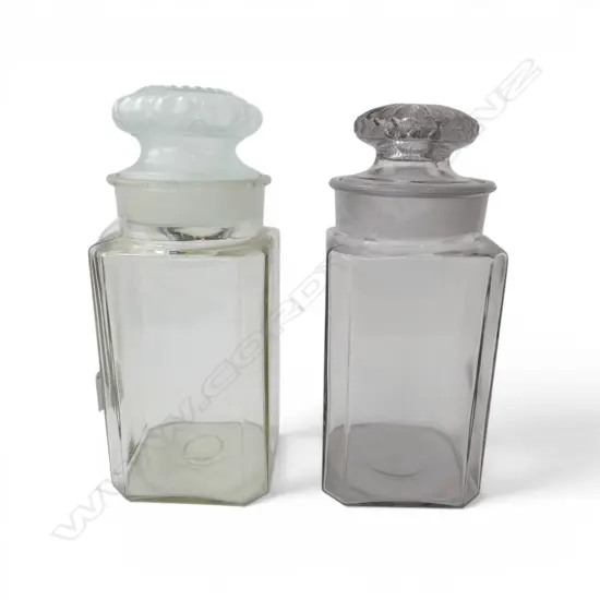 2 LIDDED GLASS CONTAINERS H.300mm