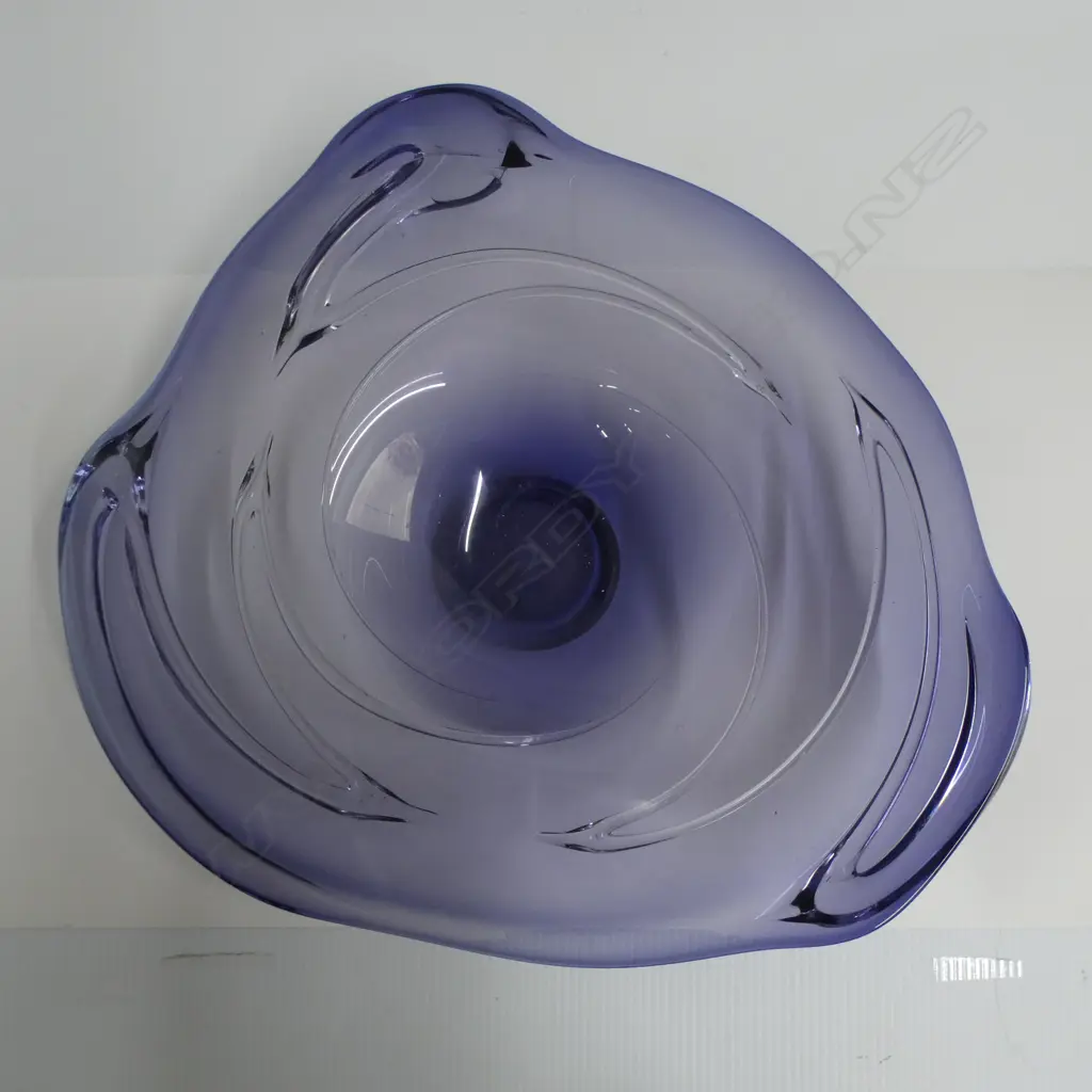LARGE STUDIO GLASS FOOTED  PURPLE BOWL DIA450MM Image 1++