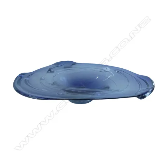 LARGE STUDIO GLASS FOOTED  PURPLE BOWL DIA450MM