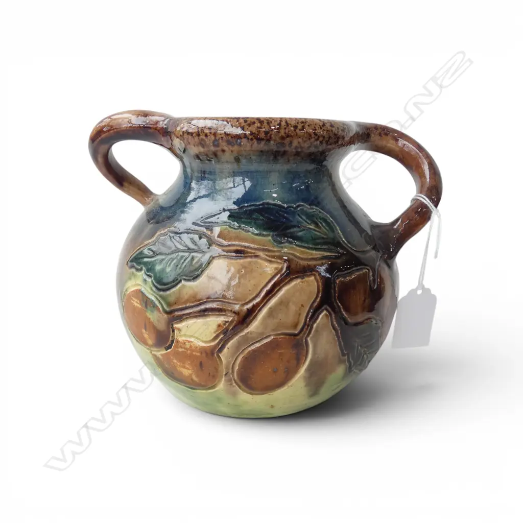 ANTIQUE ART POTTERY GLAZED VASE H.140mm Image 1++