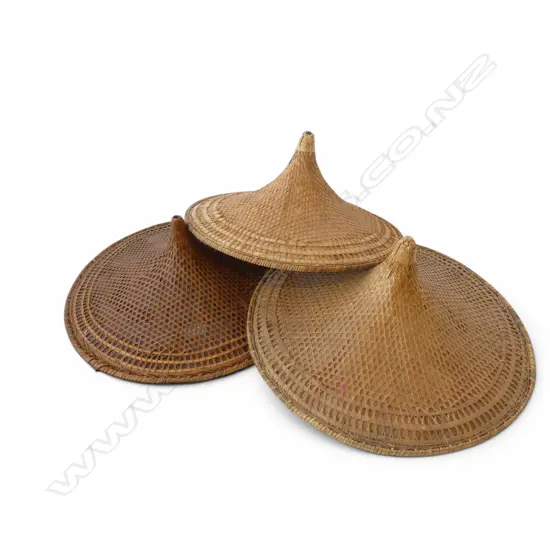 3 ORIENTAL WOVEN HATS 560mm dia