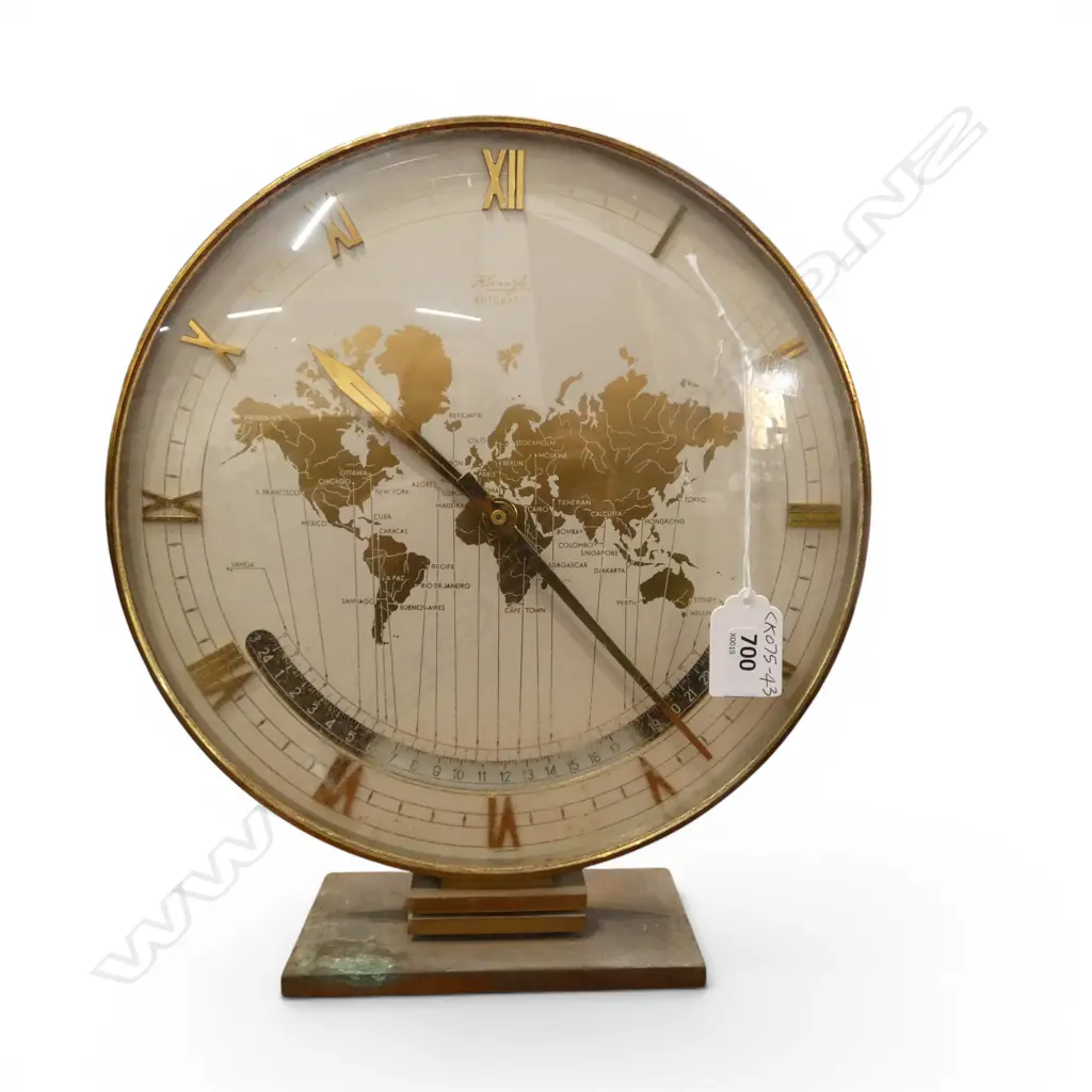 VINTAGE KIENZLE WORLD TIME TABLE CLOCK, H.280mm Image 1++
