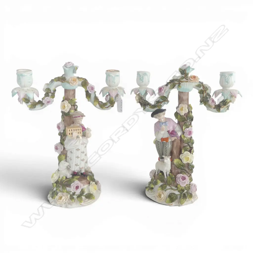 PAIR OF 19TH.C SITZENDORF FIGURAL CANDLESTICKS  (H) 350MM   Image 1++