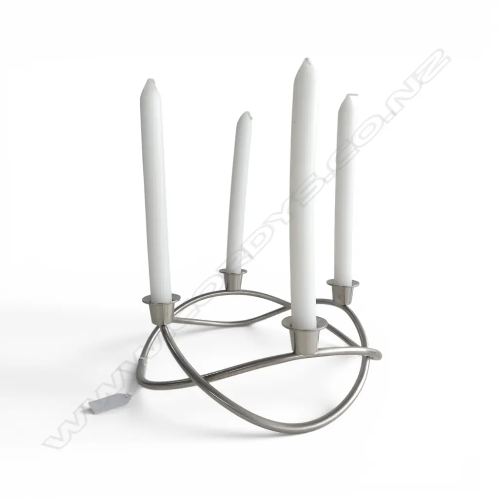 GEORG JENSEN STAINLESS STEEL CANDLEHOLDER 270mm dia, BOXED Image 1++