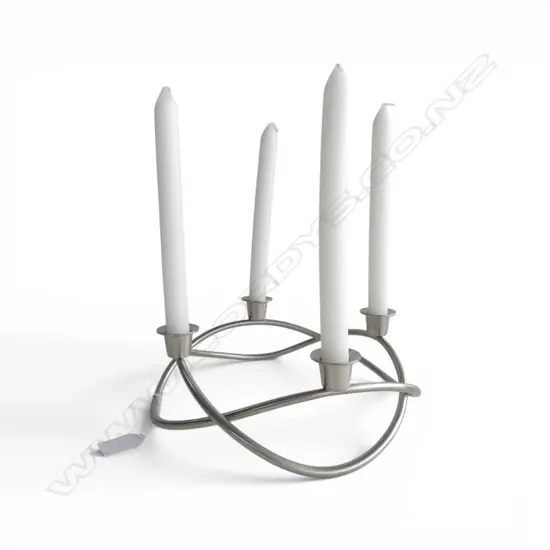 GEORG JENSEN STAINLESS STEEL CANDLEHOLDER 270mm dia, BOXED