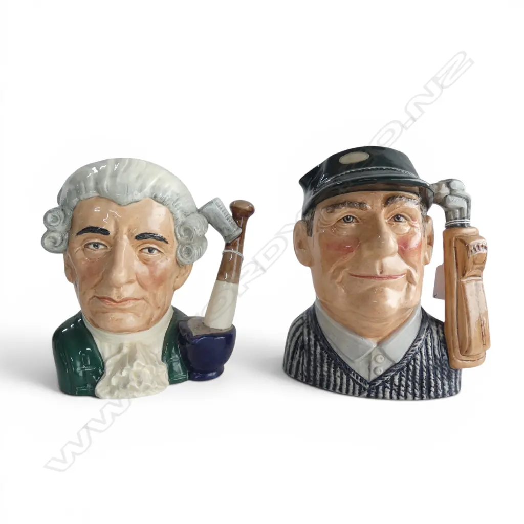 2 LARGE SIZE RD CHARACTER JUGS GOLFER &APOTHEOARYH190MM Image 1++