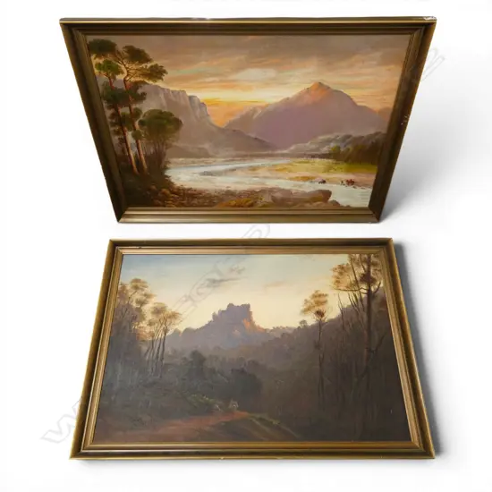 ARTISTS UNKNOWN, PAIR OF MOUNTAIN LANDSCAPES, OIL ON CANVAS & BOARD, 490 X 770mm (EACH)