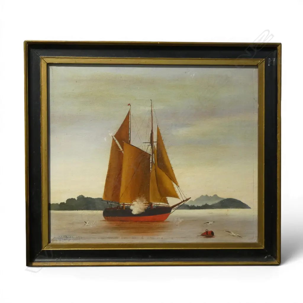 SAILBOAT OIL ON CANVAS, SIGNED 300x350mm Image 1++