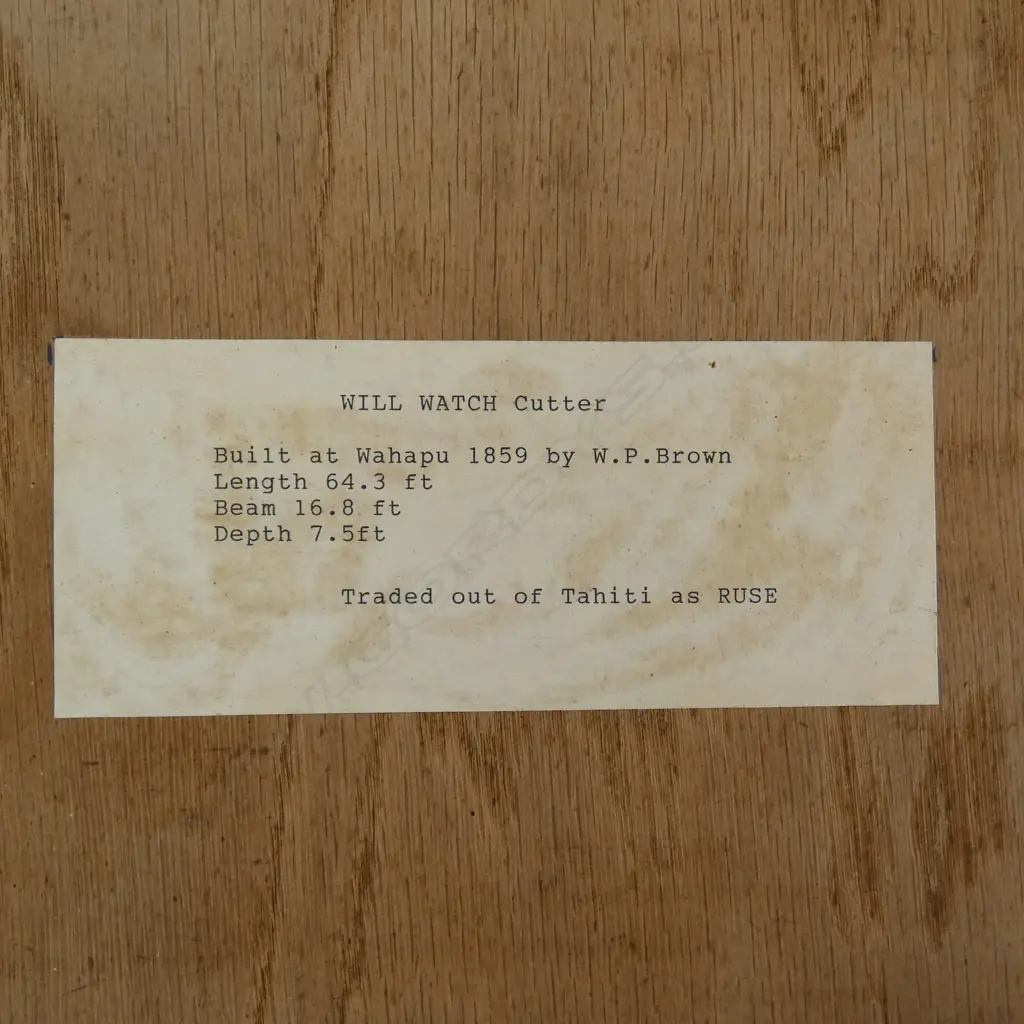  WAHAPU 1859 ‘WILL WATCH CUTTER’ VINTAGE BRASS FRAMED PHOTOGRAPH, L.330MM W.300MM Image 1++
