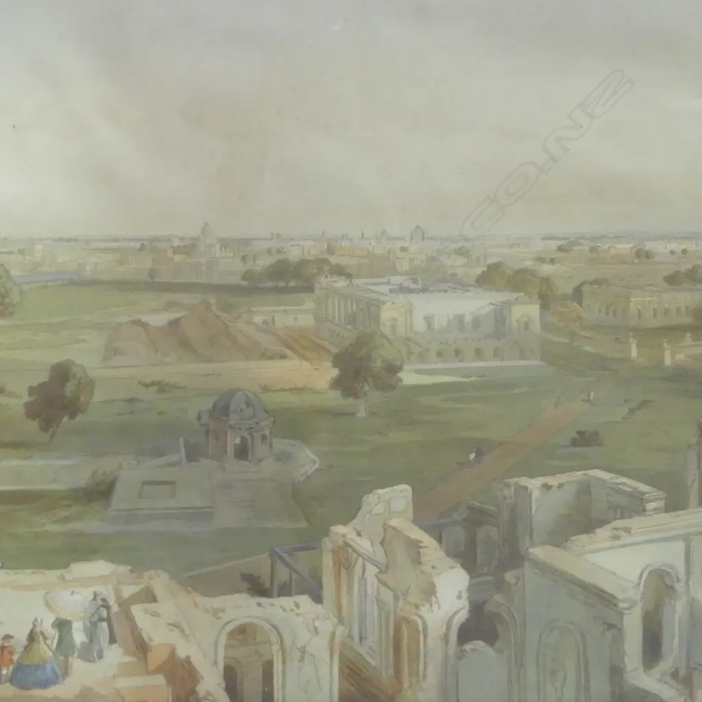Antique framed LITHOGRAPH LUCKNOW SOUTH FROM RESIDENCY SIGNED W SIMPSON H330 W470MM. this is NOT a w/c Image 1++