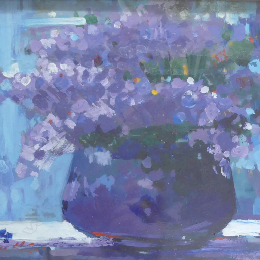 SIGNED FLORAL STILL LIFE, OIL ON BOARD 185x235mm Image 1++