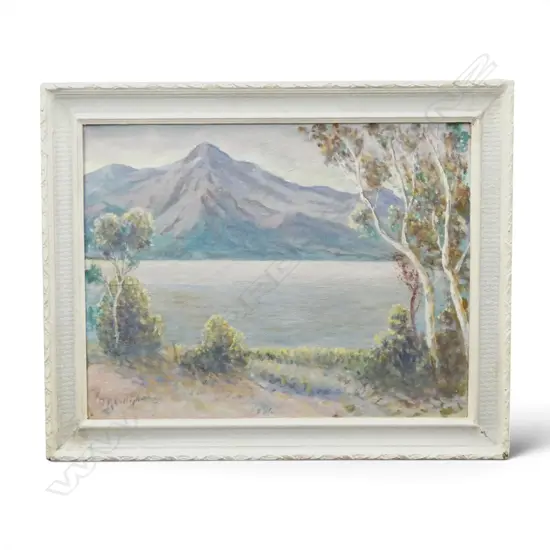 T. F. GALLAGHER, 'SUNRISE LAKE WAKATIPU' OIL ON BOARD 375x490mm
