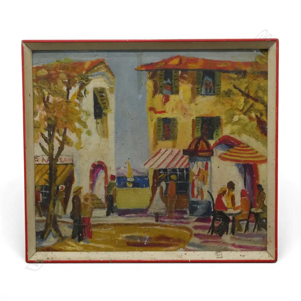 ARTIST UNKNOWN OIL ON BOARD EUROPEAN SCENE 260 X 230 DAMGE TO FRAME Image 1++