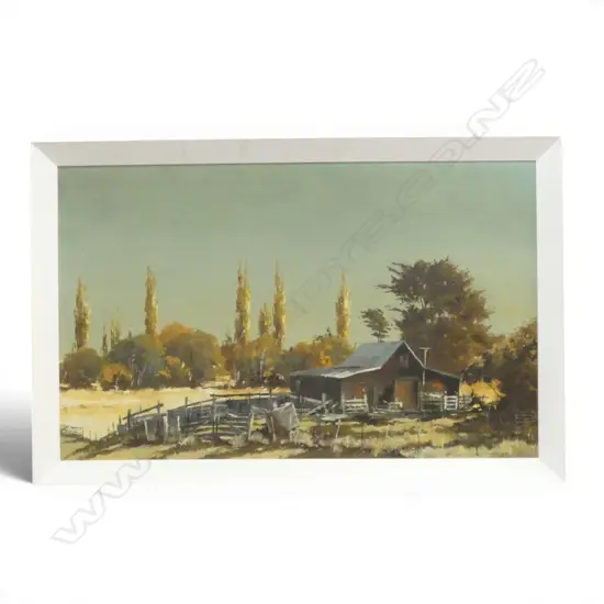 ALLAN CROMBIE 'DESERTED BARN NEAR HAVELOCK MARLBOROUGH' OIL ON BOARD 490x800mm