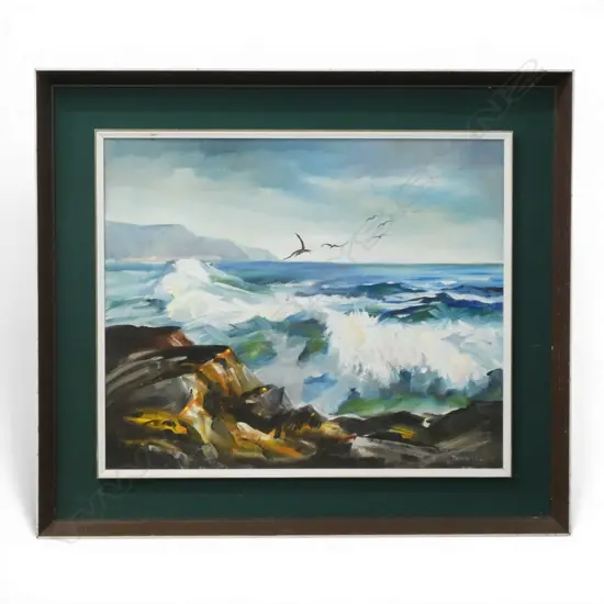 FLORENCE LUXFORD, SEASCAPE, OIL ON BOARD, 500x600mm