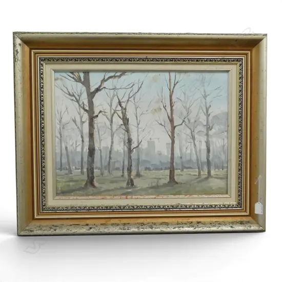 ASTON GREATHEAD, 'MISTY MORNING HAGLEY PARK'  FRAMED OIL ON BOARD, 380 x 520MM