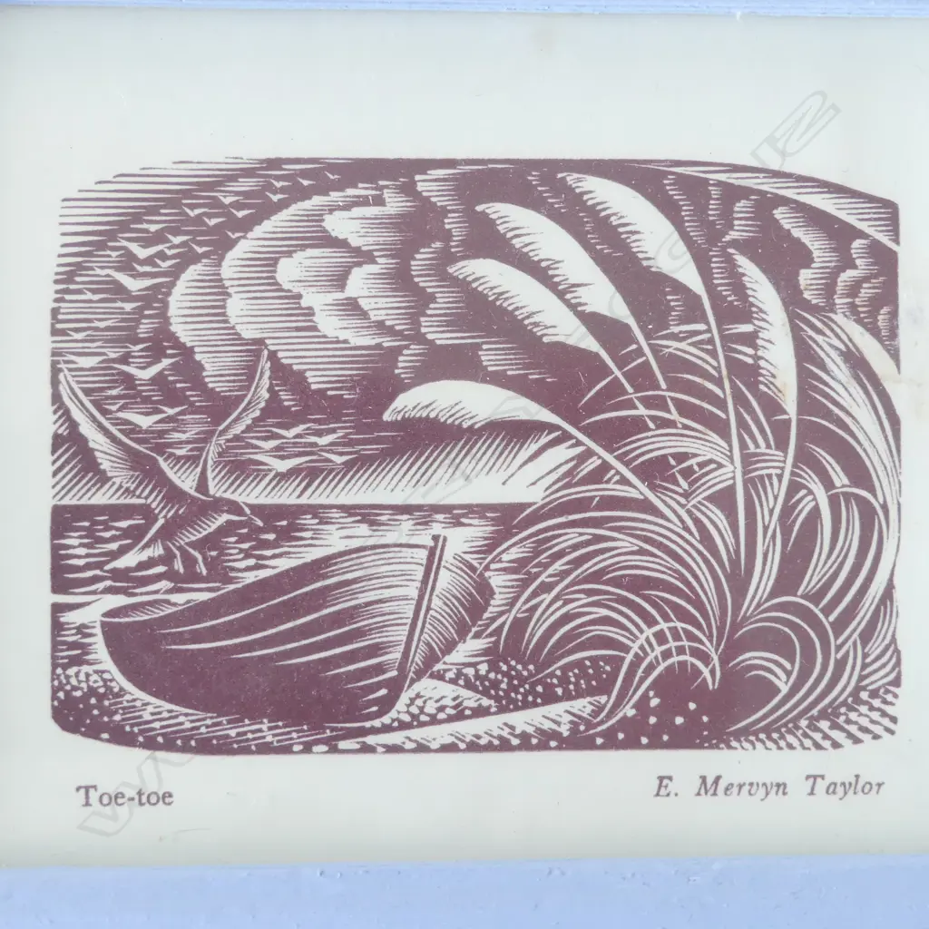 E. MERVYN TAYLOR 'TOE-TOE' MERMAID PRESS CHRISTMAS CARD SIGNED BY HIS WIFE TEDDY 100x145mm Image 1++