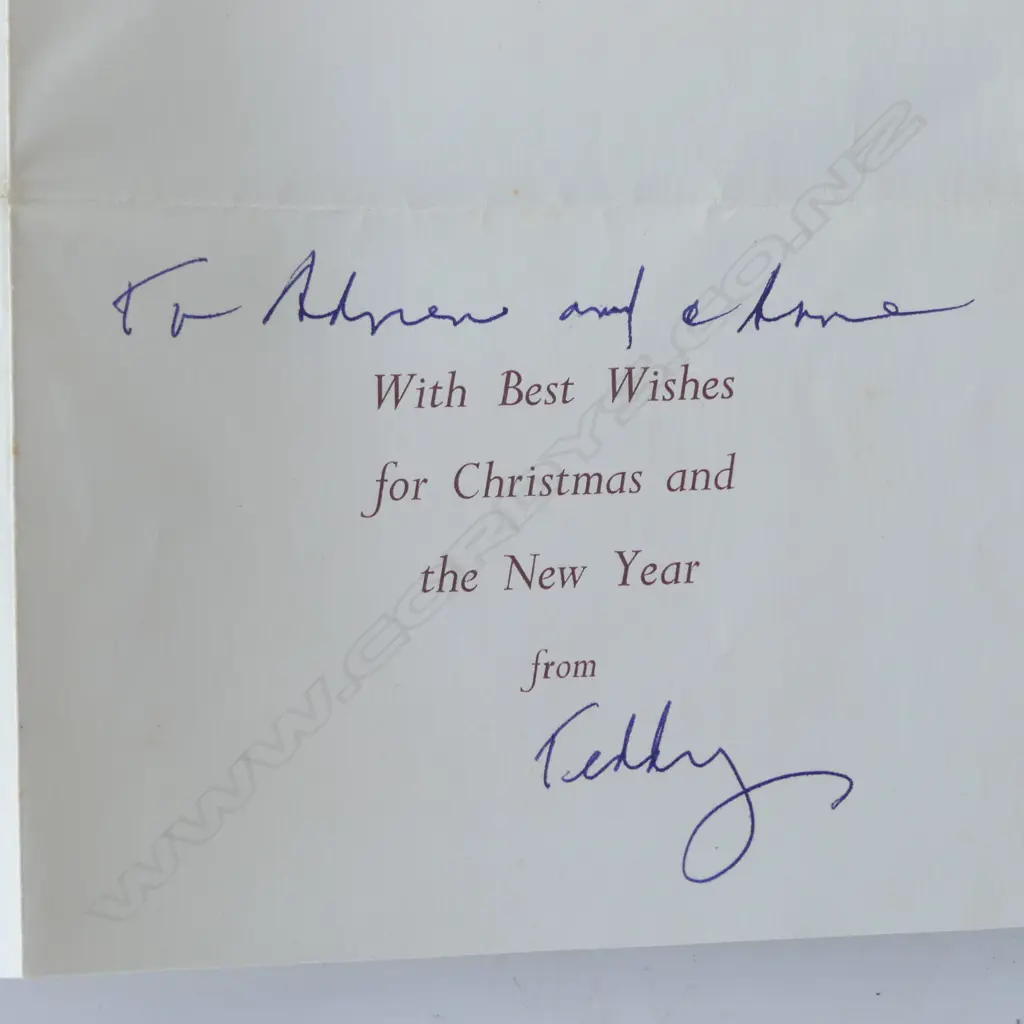 E. MERVYN TAYLOR 'TOE-TOE' MERMAID PRESS CHRISTMAS CARD SIGNED BY HIS WIFE TEDDY 100x145mm Image 1++