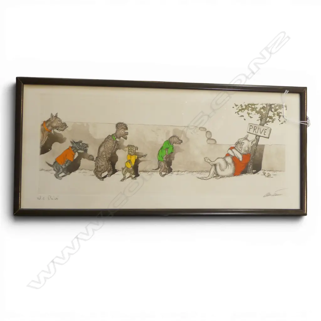 BORIS O'KLEIN, DIRTY DOGS OF PARIS 'W.C. PRIVE' SIGNED PRINT 210x490mm Image 1++
