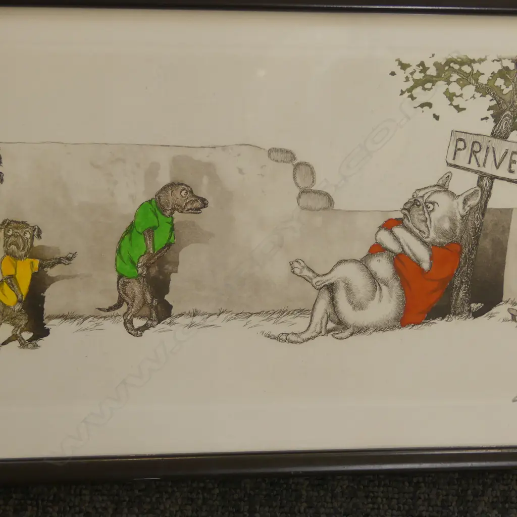 BORIS O'KLEIN, DIRTY DOGS OF PARIS 'W.C. PRIVE' SIGNED PRINT 210x490mm Image 1++