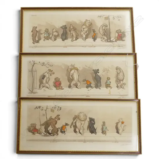 3 BORIS O'KLEIN DIRTY DOGS OF PARIS SIGNED PRINTS 200x485mm