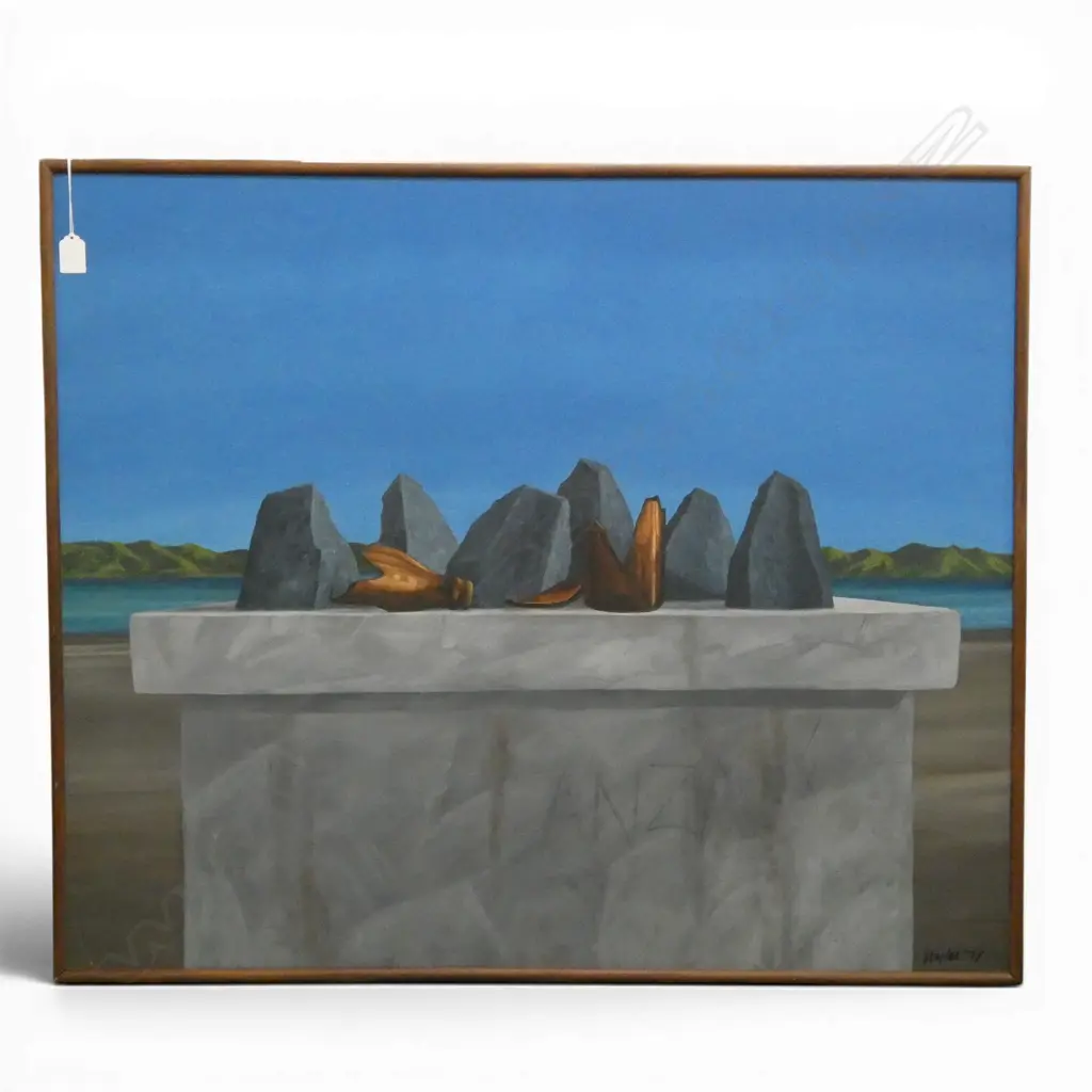 ROGER STAPLES, 'ANZAC' OIL ON CANVAS, FRAMED, 760 X 910mm Image 1++