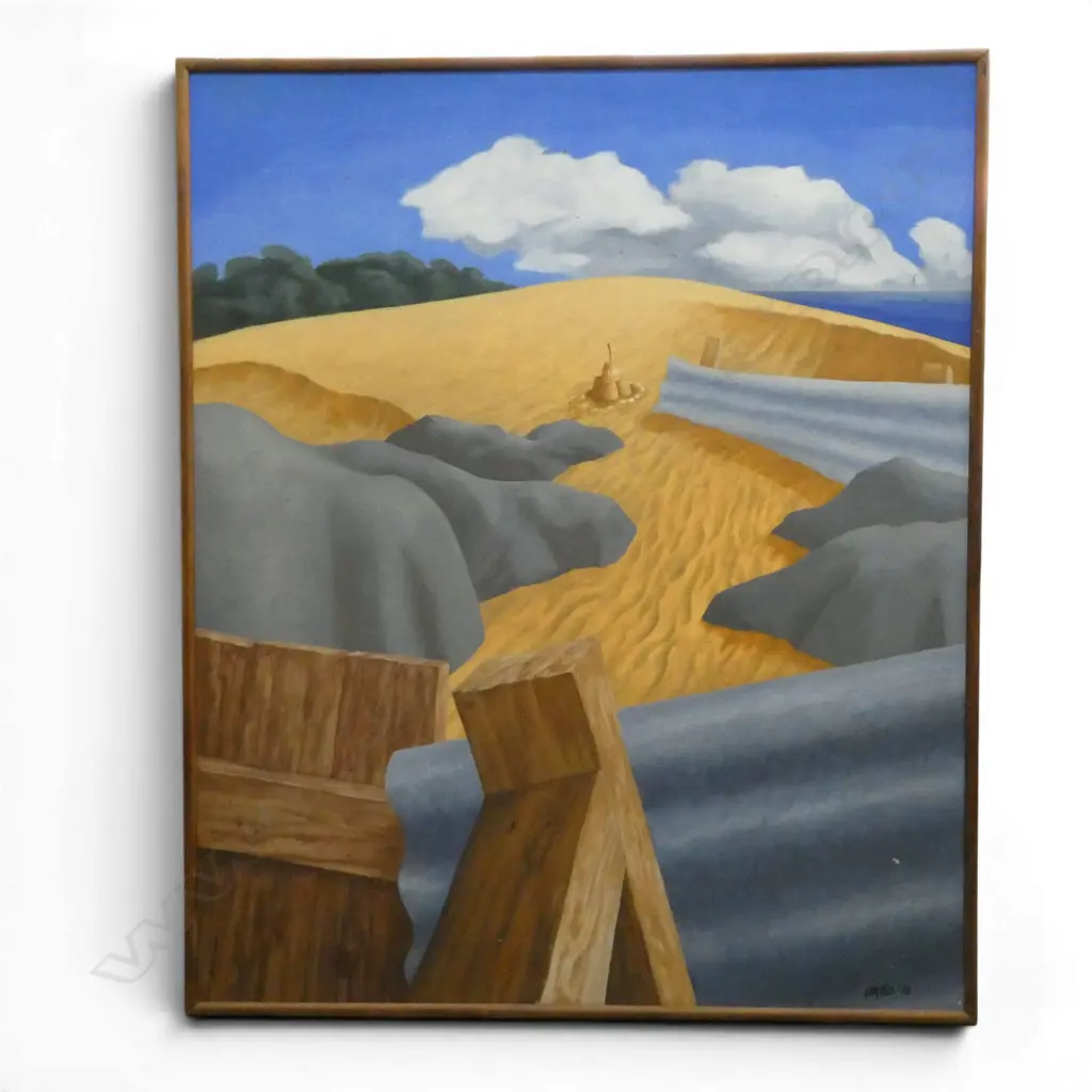 ROGER STAPLES, SANDCASTLE & BEACH, OIL ON CANVAS (FRAMED), 910 X 745mm Image 1++