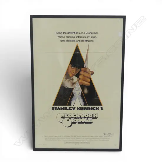 'CLOCKWORK ORANGE' FRAMED ONE SHEET MOVIE POSTER USA LITHO 1971 WARNER BROS 1030 X 680MM (FOLD CREASES)
