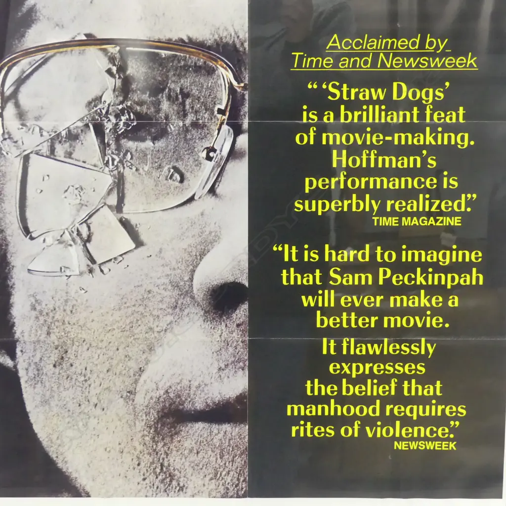 DUSTIN HOFFMAN 'STRAWDOGS'  FRAMED ONE SHEET MOVIE POSTER STYLE C 1971 1030 X 670MM (FOLD CREASES) Image 1++