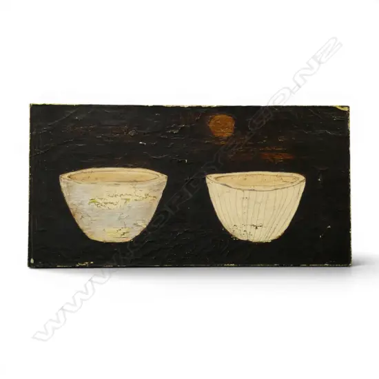 MARIKA JONES, 2 BOWLS, ACYRLIC ON CANVAS, SIGNED & DATED '00-'01 505x1005mm, some surface loss