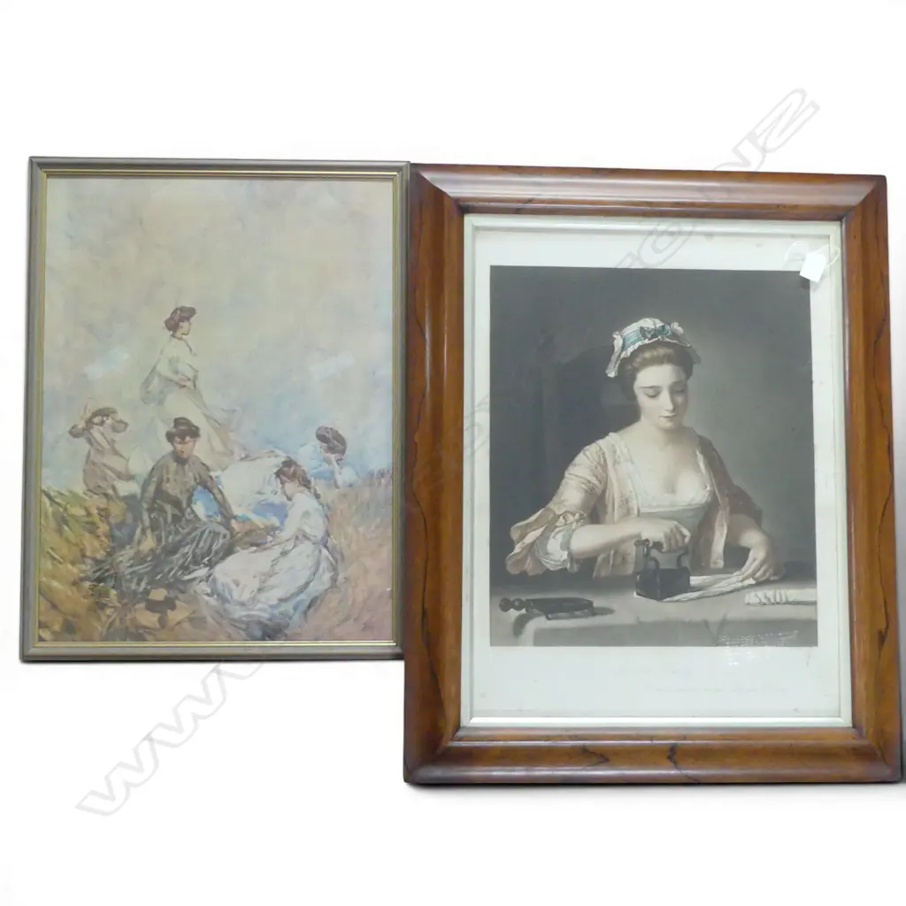 FRANCES HODGKINS  COLOURED PRINT & HENRY MORLAND COLOURED ENGRAVING Image 1++