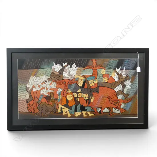 FRAMED EMBROIDERY AFTER PICASSO GUERNICA 405x820mm