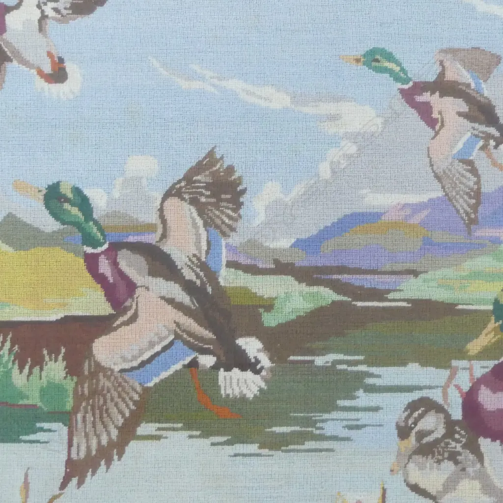 NEEDLEWORK TAPESTRY OF DUCKS, 420x540mm, FRAMED Image 1++