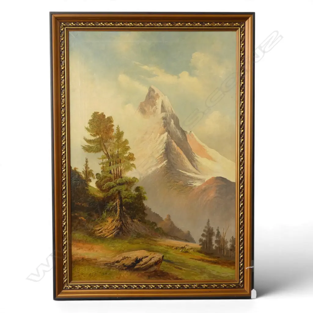 ARTIST UNKNOWN, MOUNTAIN LANDSCAPE, OIL ON CANVAS, UNSIGNED, 905 X 600mm Image 1++