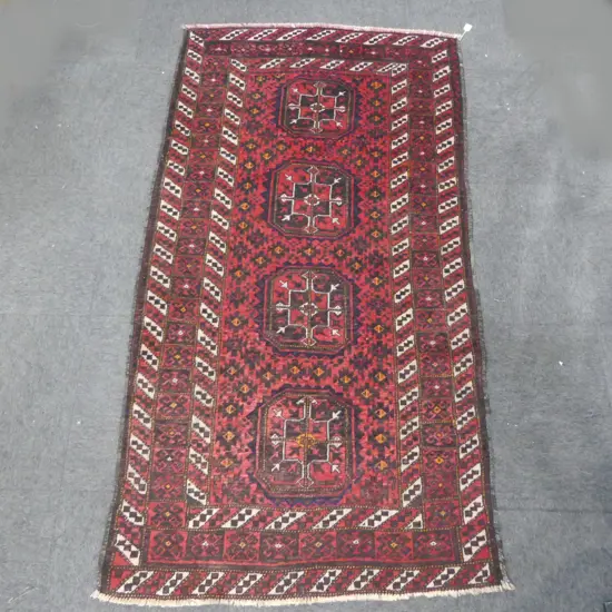 BALUCHI HAND KNOTTED WOOL PILE RUG 1020x1930mm