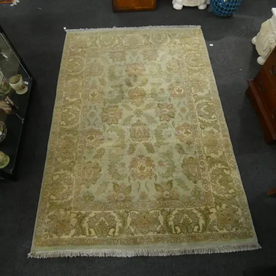 LGE PERSIAN RUG hand knotted soft pale tones floral designs. 2230 x 1550mm